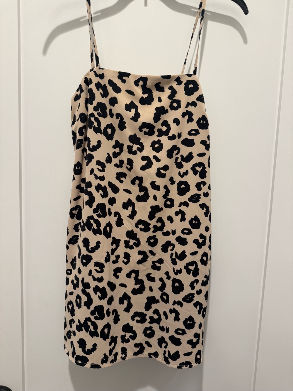 Abercrombie & Fitch Beige and Black Leopard-Trim Slip romper